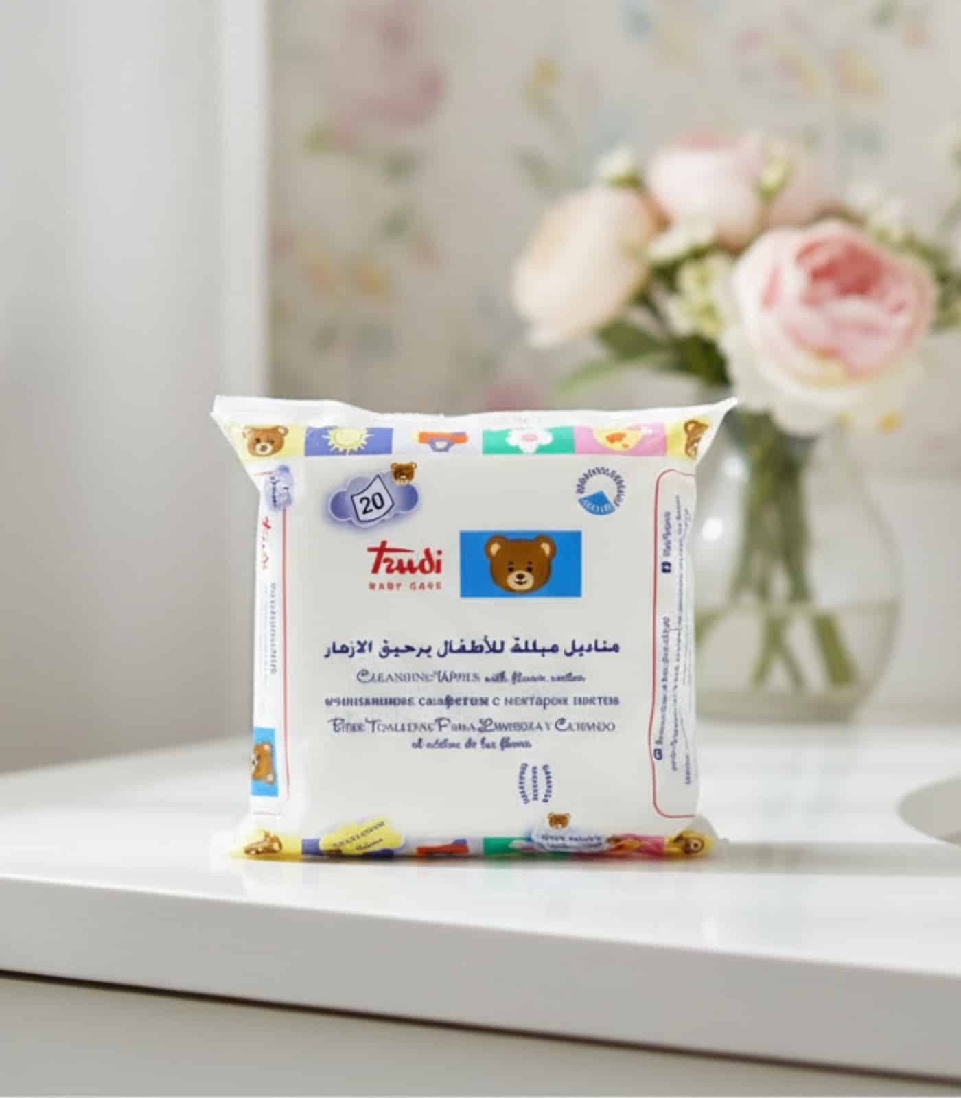 ترودي مناديل مبللة للأطفال 20 قطعة تنظيف لطيف وآمن