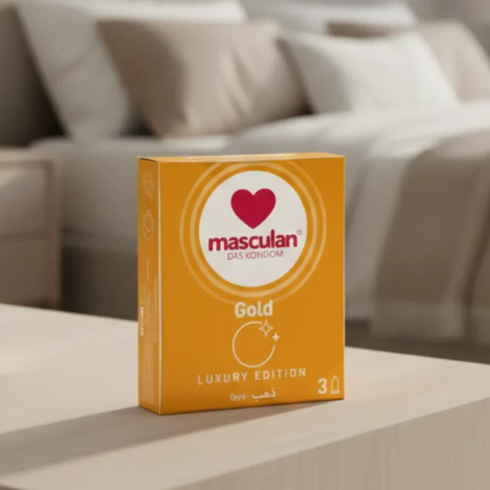 ماسكولان عازل طبي ذهبي فاخر للامان 3 حبات