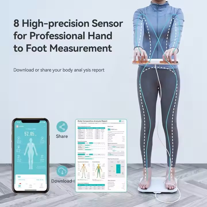 لايكا ميزان شخصي لقياس دهون الجسم الكتروني موديل laica ps7120w 3